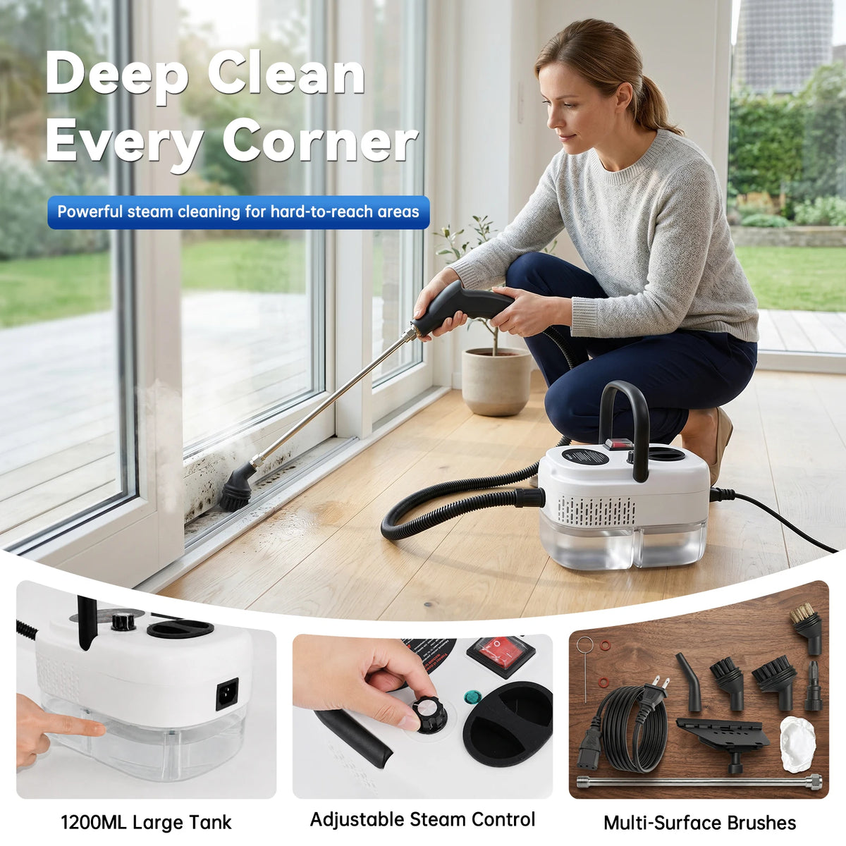2500W Compact Handheld Steam Cleaner 110V US Plug Machine