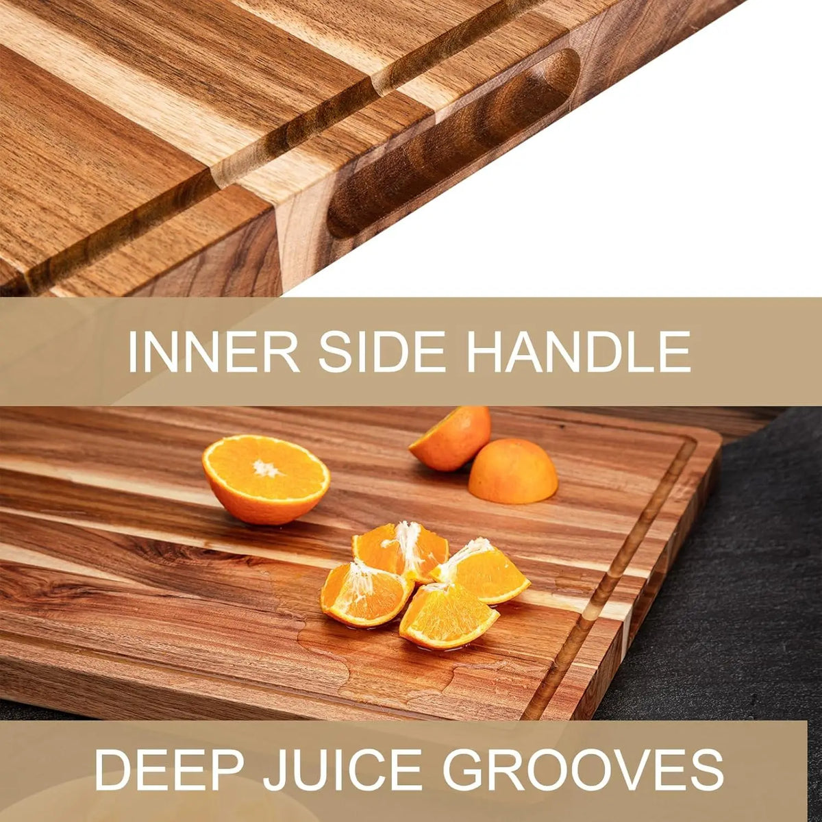 Twister.CK Extra Large Wood Cutting Board With Handle And Juice Groove