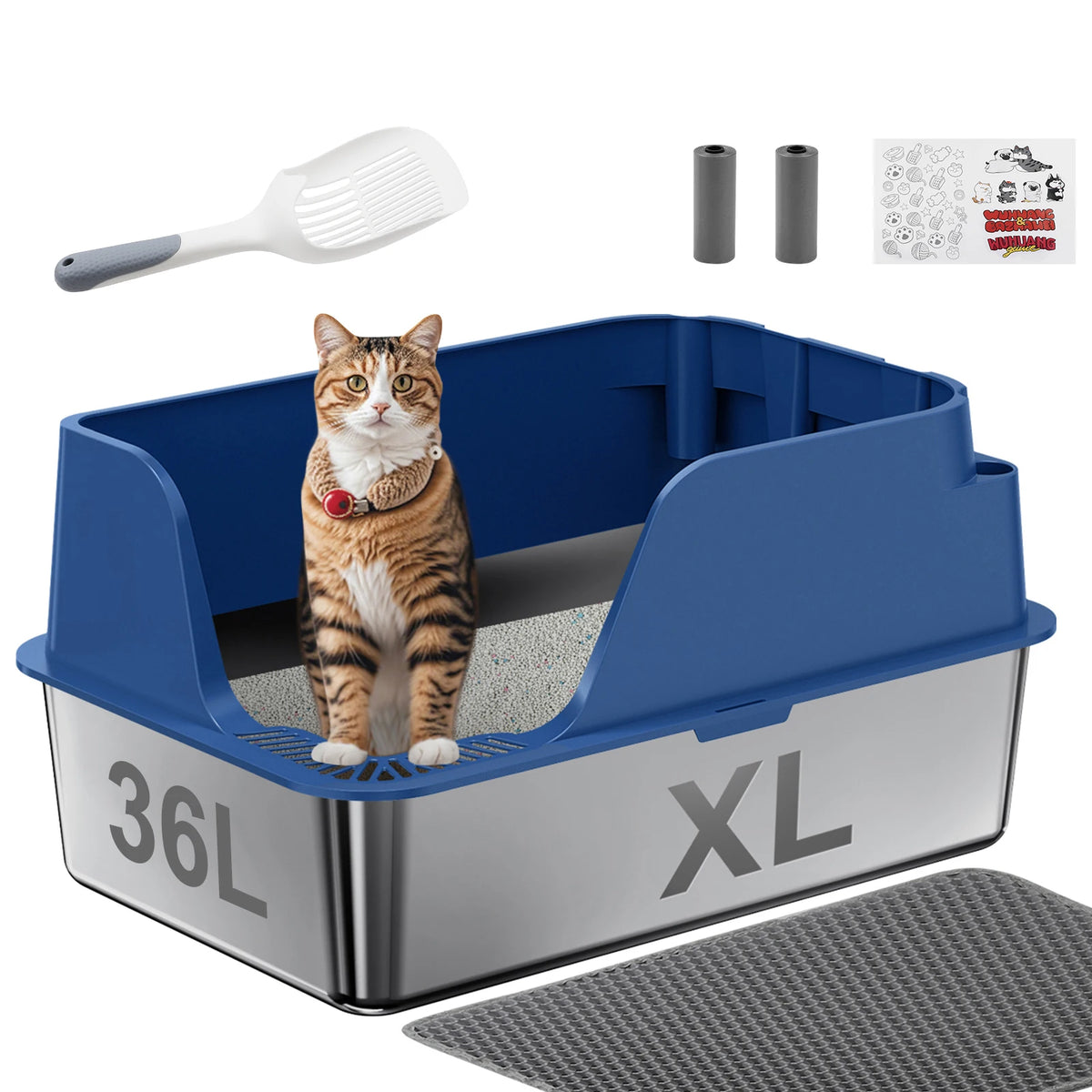 Stainless Steel Cat Litter Box With Splash-Proof Leak-Proof Design