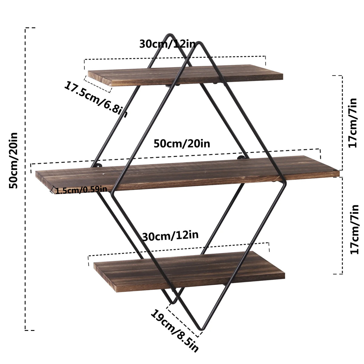Rustic Wall Mounted Wooden Floating Display Shelf