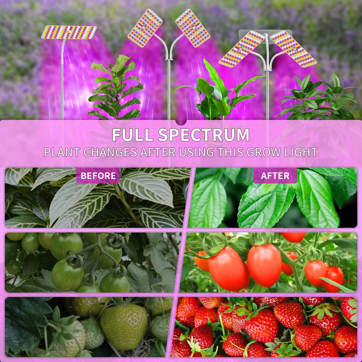 Three Head Full Spectrum LED Grow Light With Stand