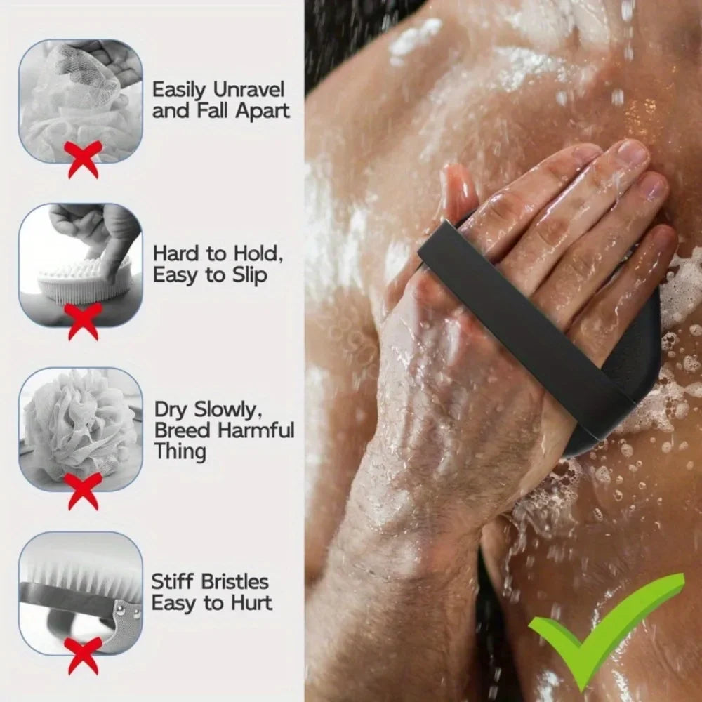 Soft Silicone Back Brush With Handle For Bath And Exfoliation