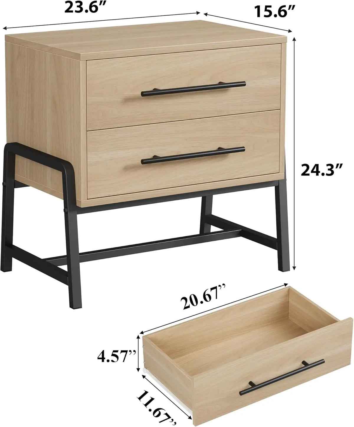 Studyset Farmhouse Nightstand With Wooden Drawers