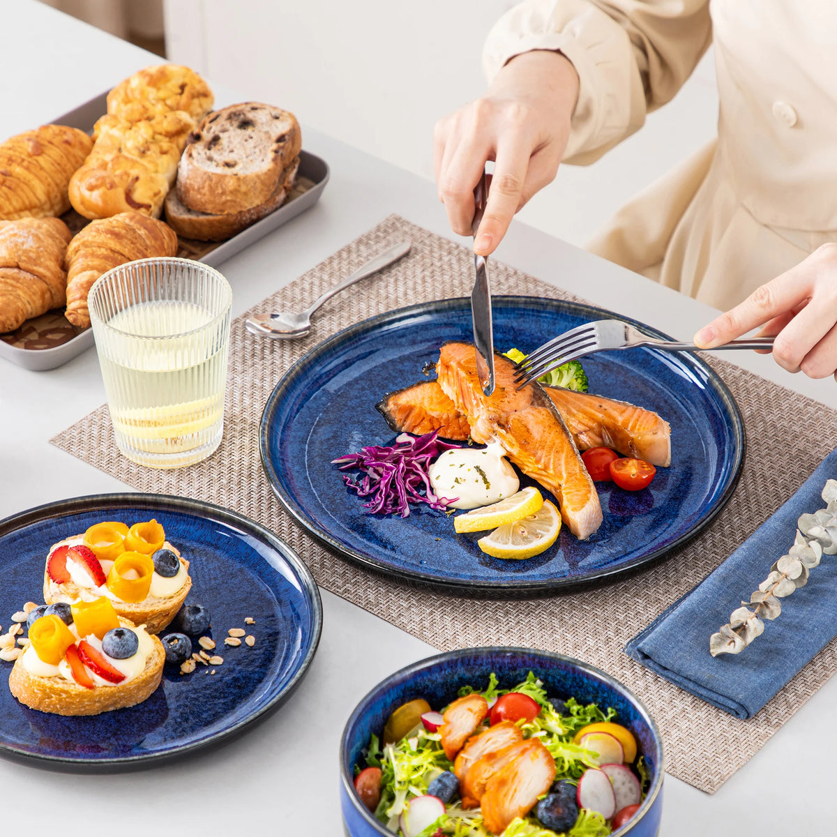Malacasa Starry Reactive Glaze Ceramic Dinnerware Set