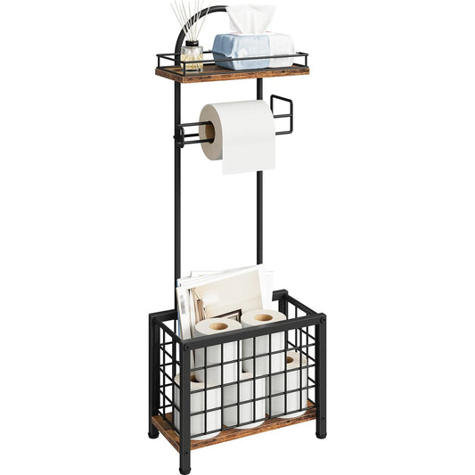 Freestanding Tier Iron Bathroom Toilet Paper Holder Shelf Basket Rack