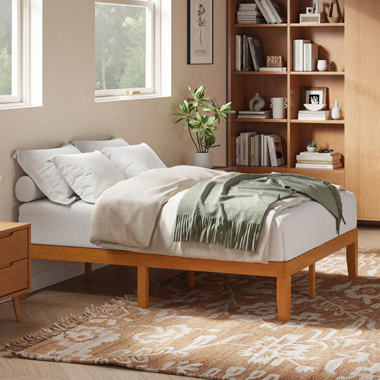 MCQ Solid Wood Bed Frame 16 Inch With Wooden Slats