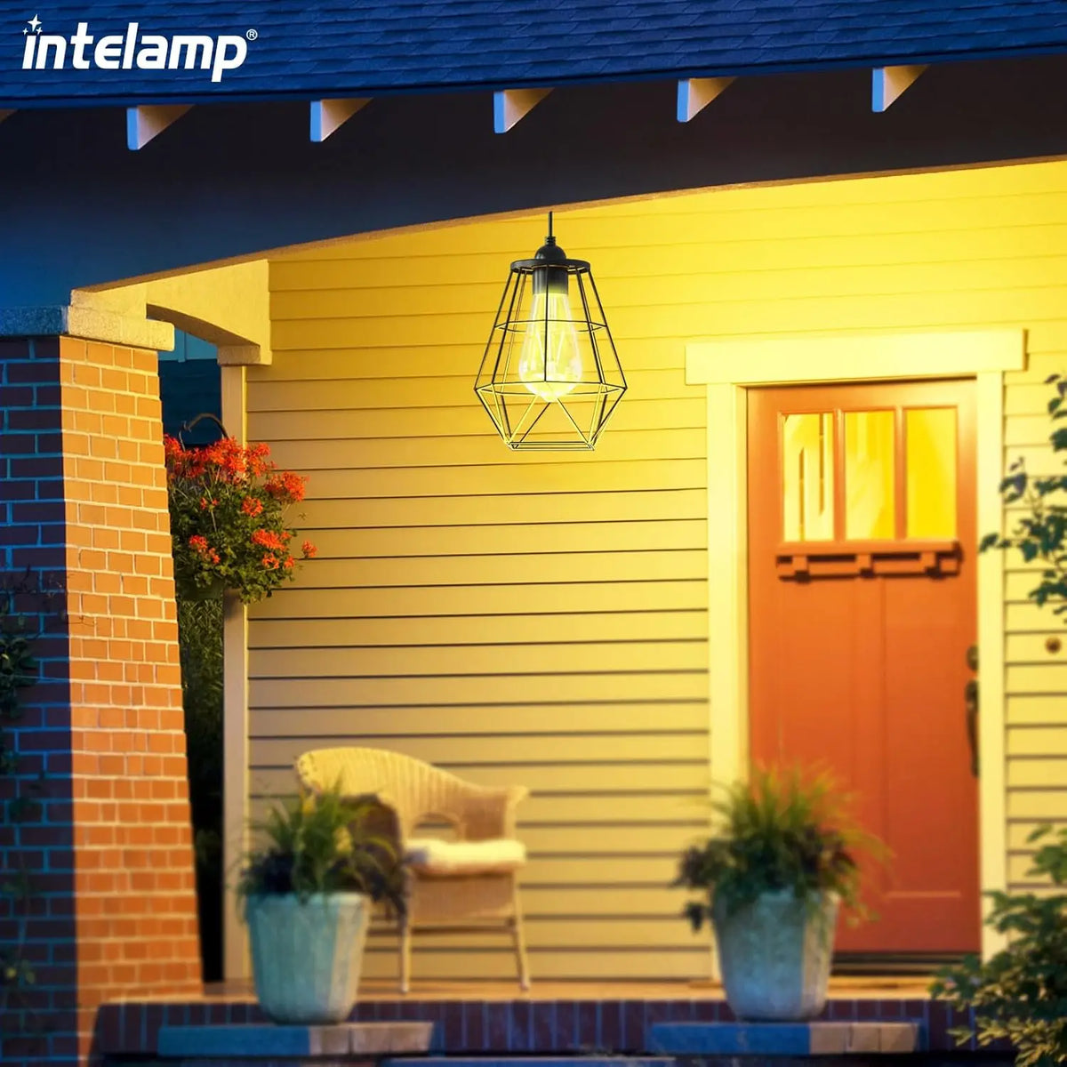 Intelamp Solar Pendant Light Waterproof Outdoor Garden Lamp 4000mAh