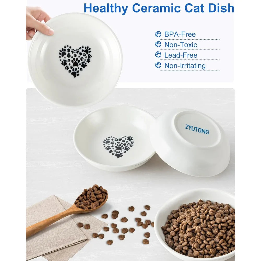Shallow Non Slip Cat Bowl Prevents Whisker Fatigue Effectively