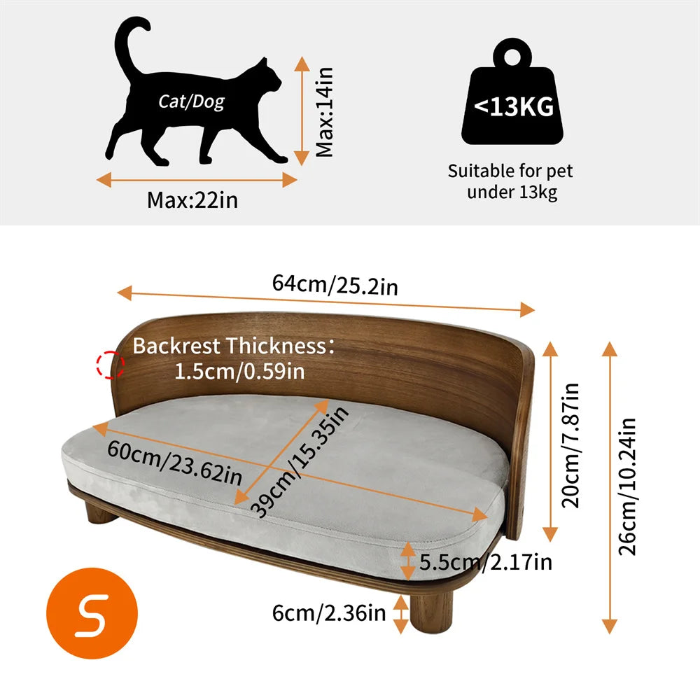 Borwart Elevated Wood Pet Sofa With Cushion For Pets