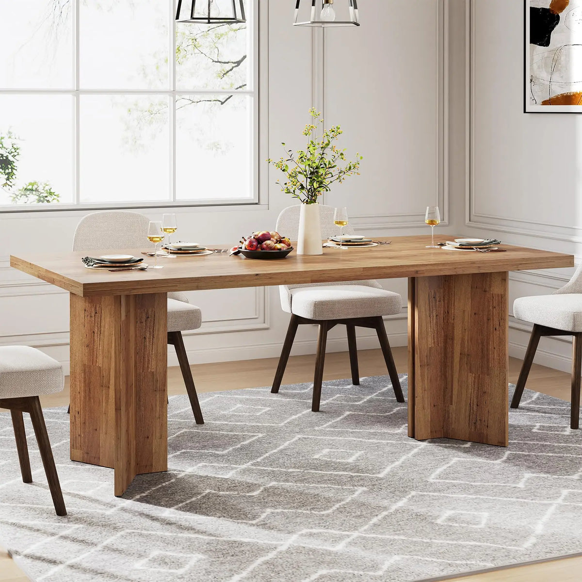 Tribesigns Modern Rectangular Wooden Dining Table for Kitchen Use