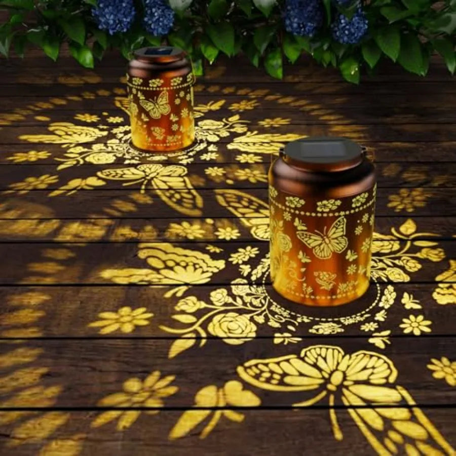 2 Pack Butterfly Solar Lanterns Waterproof Outdoor Garden Lights
