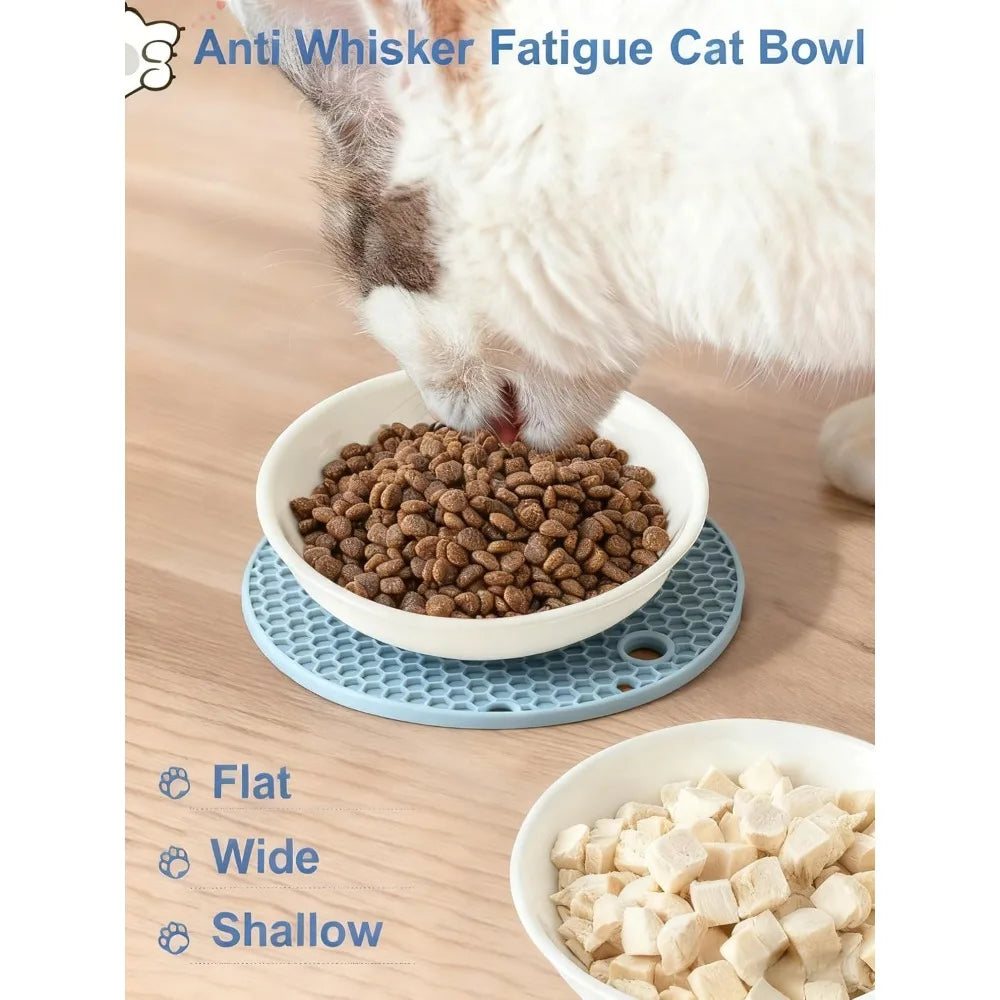 Shallow Non Slip Cat Bowl Prevents Whisker Fatigue Effectively