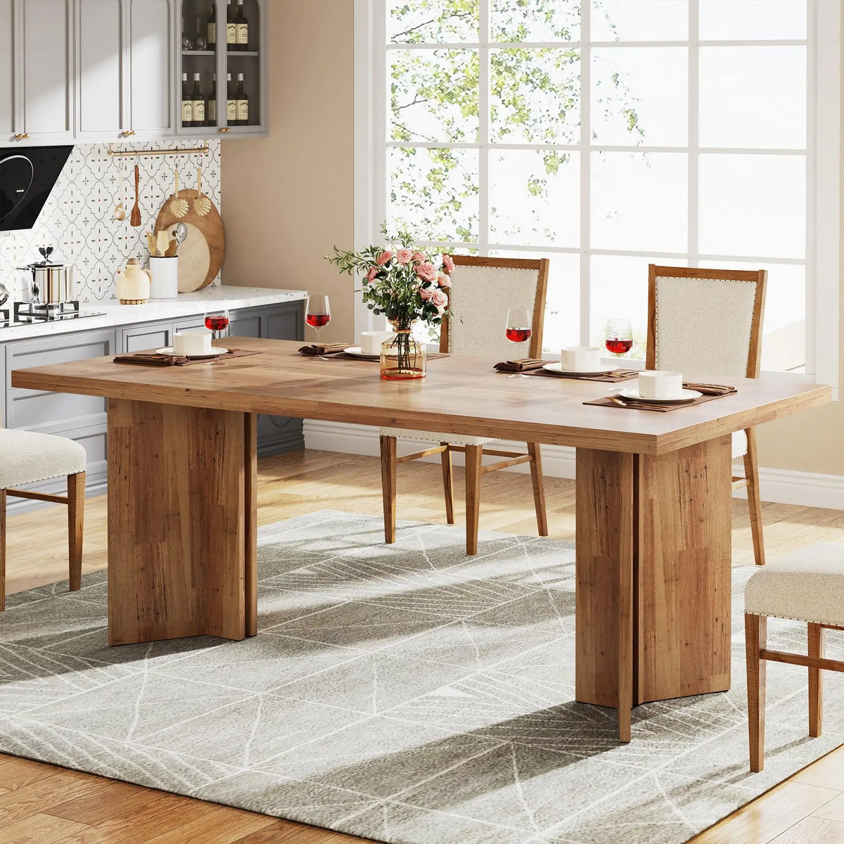 Tribesigns Modern Rectangular Wooden Dining Table for Kitchen Use