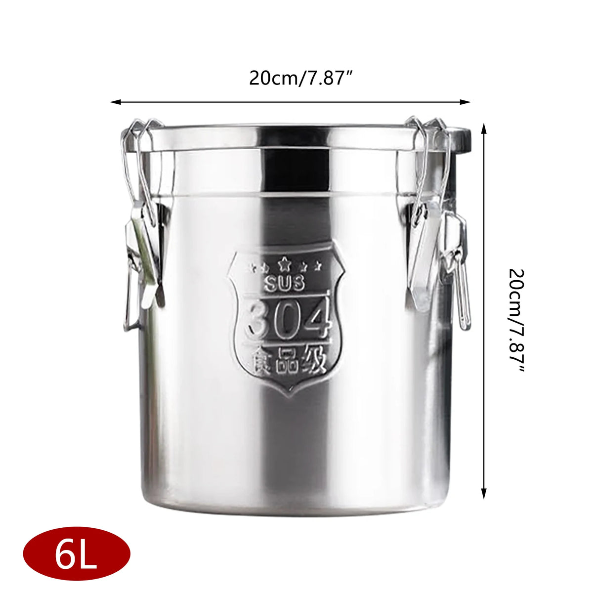 Stainless Steel Airtight Rice Storage Canister With Locking Clamp