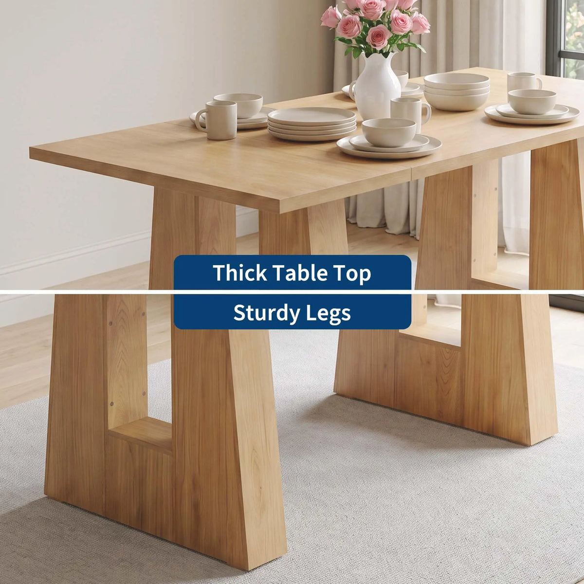 HiMISS Modern Mid Century Wooden Kitchen Dining Table