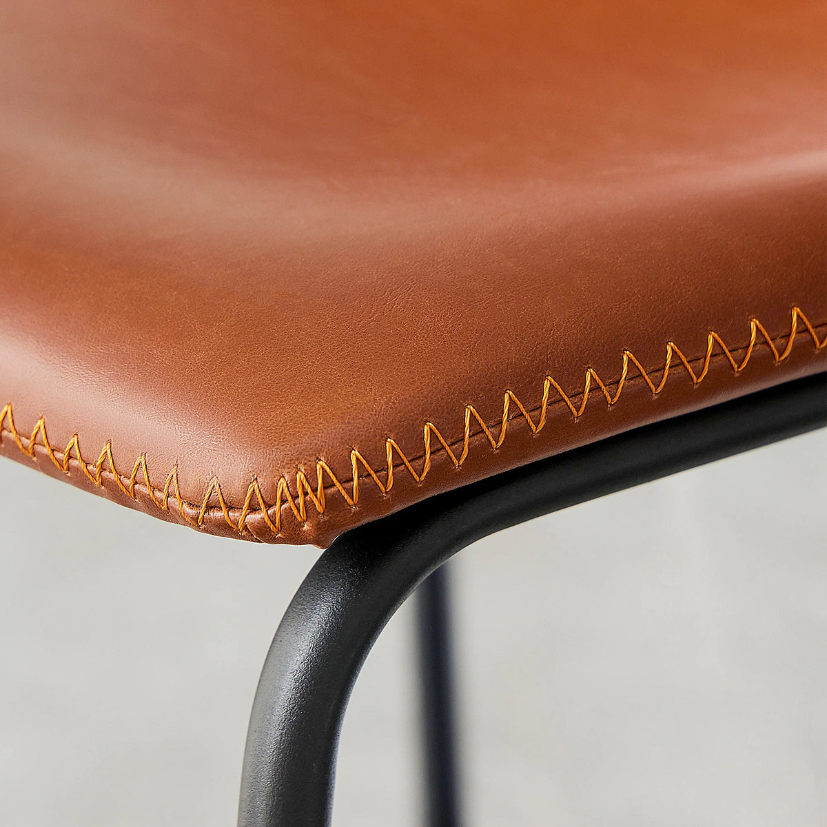 JHK Counter Height Faux Leather Bar Stools With Metal Legs