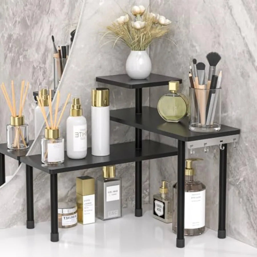 Triple Tier Metal Corner Storage Rack For Kitchen Use