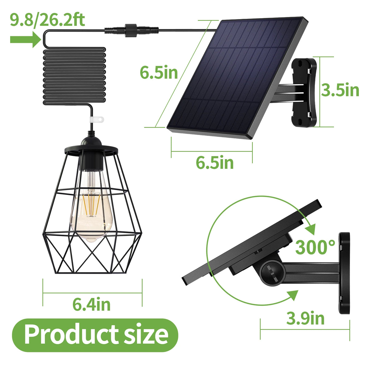 Intelamp Solar Pendant Light Waterproof Outdoor Garden Lamp 4000mAh
