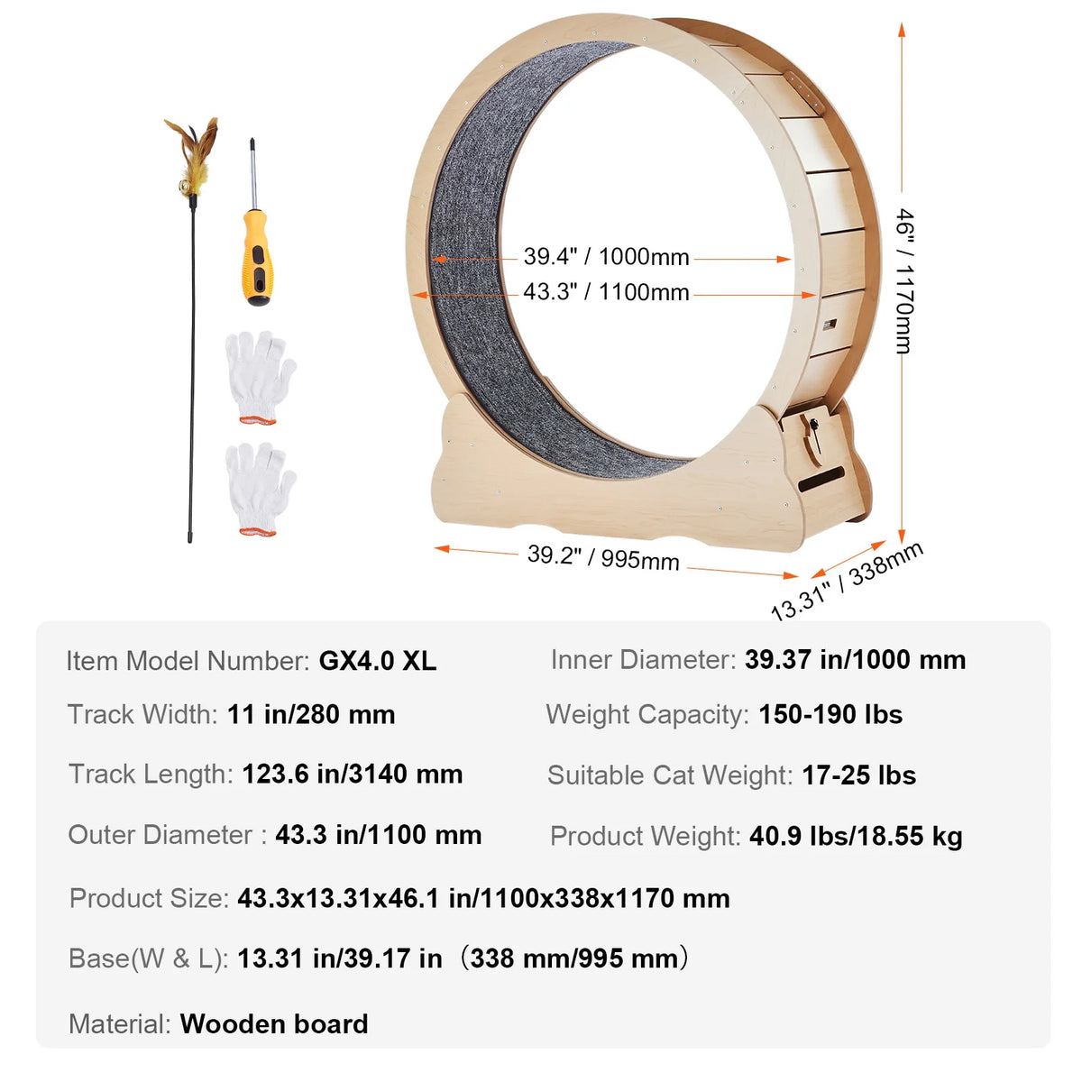 Wooden Indoor Cat Running Treadmill And Exercise Wheel
