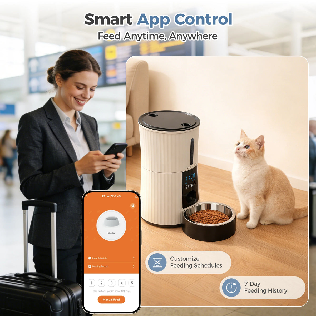 Programmable WiFi Automatic Cat Food Dispenser With App Control