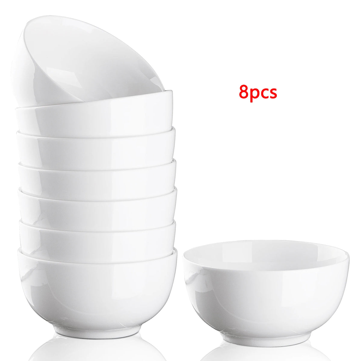 Set of 8 Porcelain Bowls Microwave Dishwasher Safe Cereal Soup