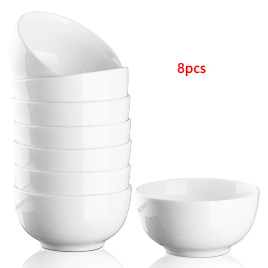 Set of 8 Porcelain Bowls Microwave Dishwasher Safe Cereal Soup