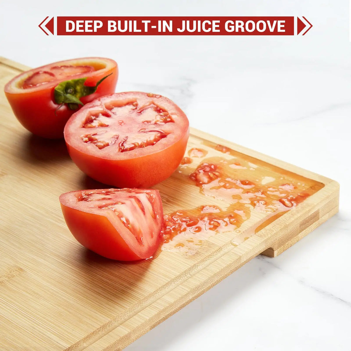 HiMISS Bamboo Cutting Board Set Of 3 With Deep Juice Grooves