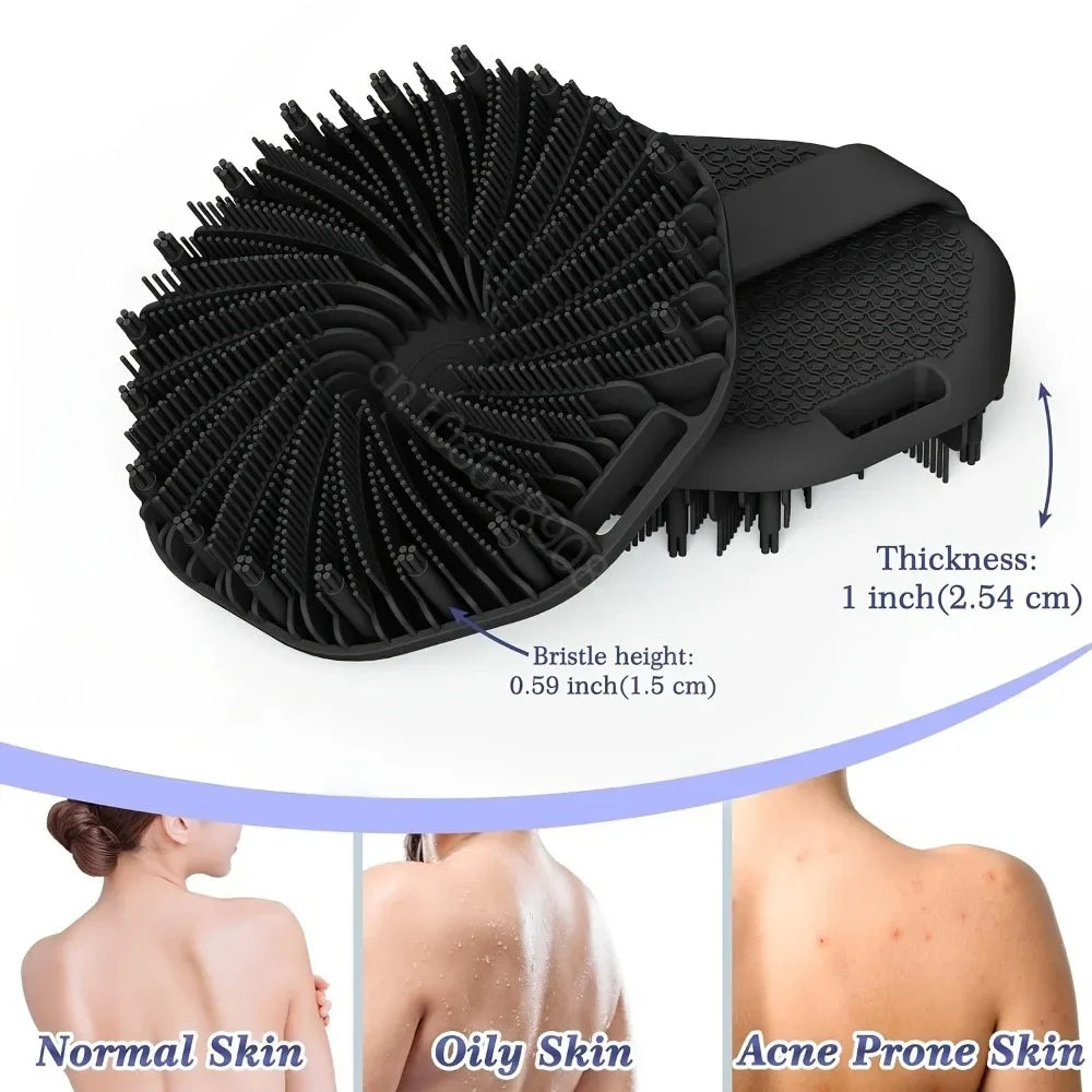 Soft Silicone Back Brush With Handle For Bath And Exfoliation