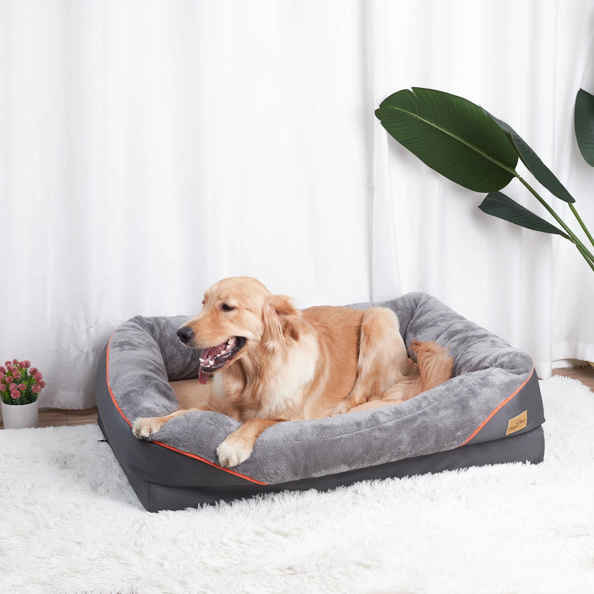 Bingopaw Fleece Dog Bed With Removable Washable Waterproof Cover