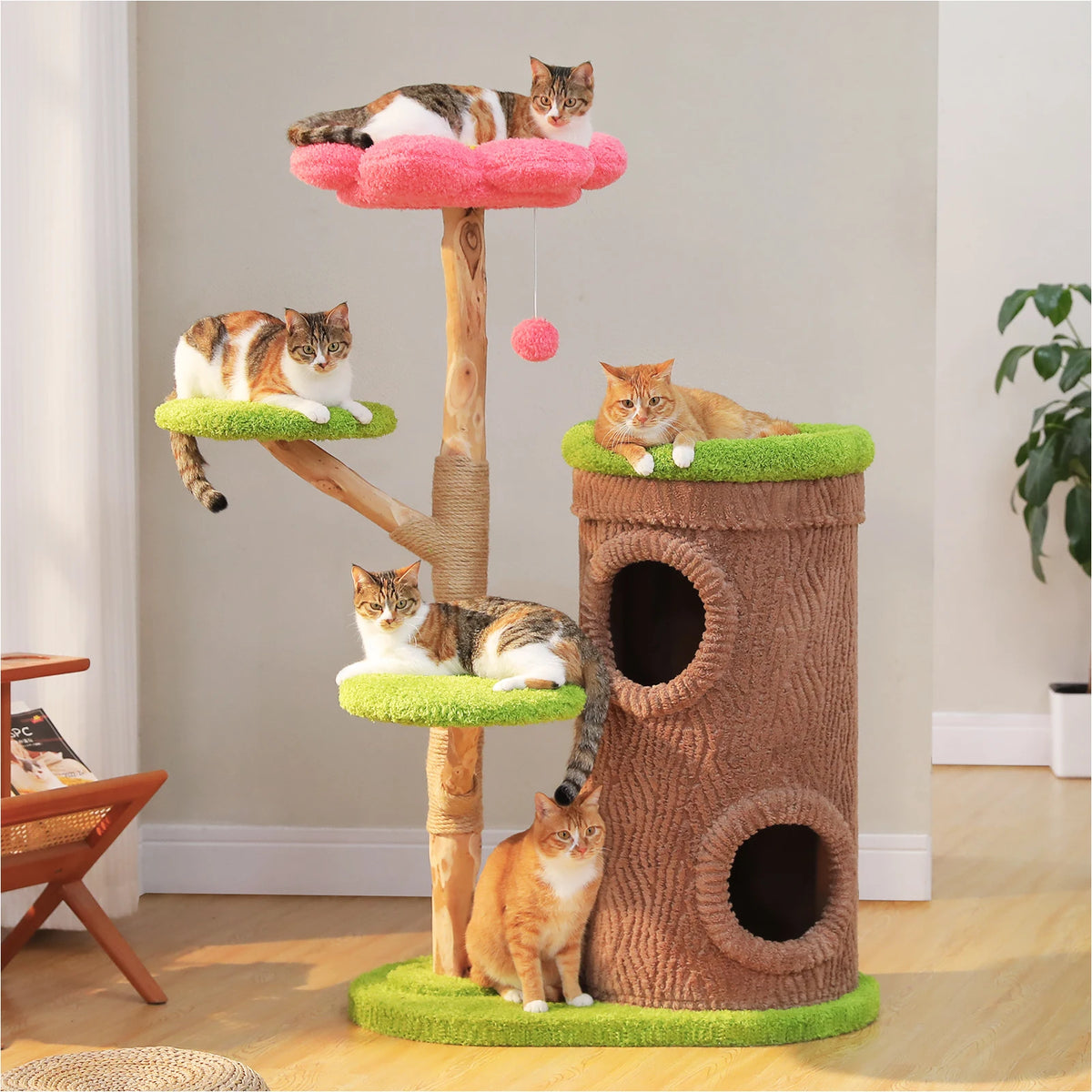 P Indoor Cat Tower With Spacious Condos And Scratching Posts