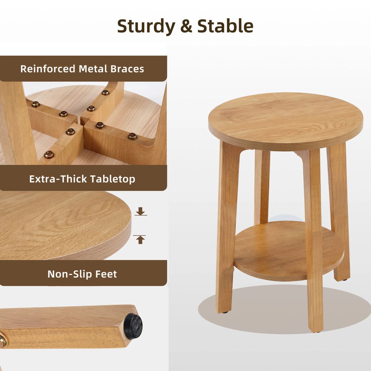 JHK Modern Two Tier Round Coffee Table With Storage Shelf
