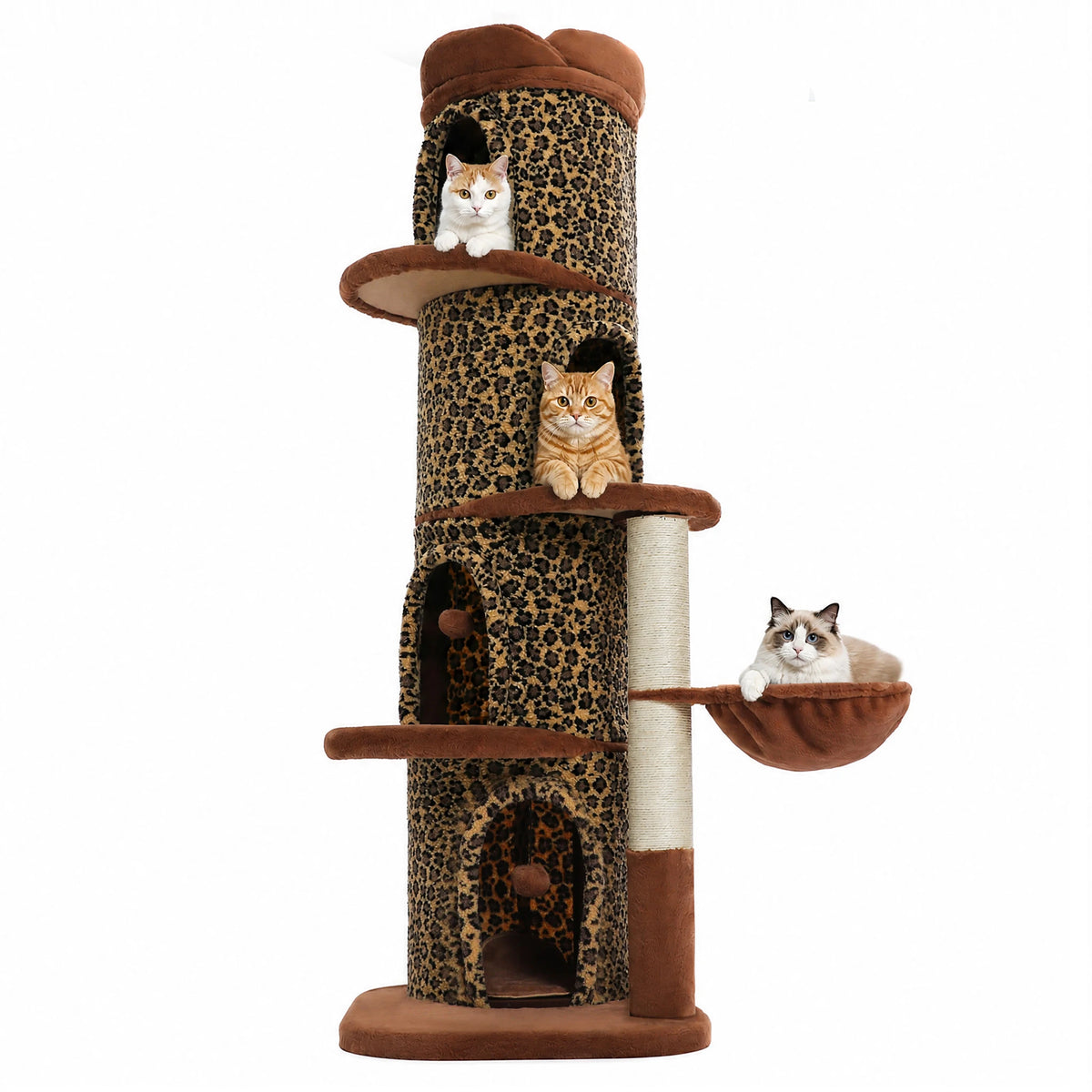 P Indoor Cat Tower With Spacious Condos And Scratching Posts