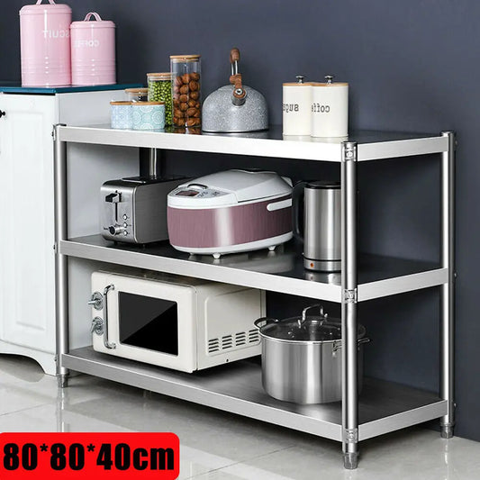 Heavy Duty Stainless Steel Three-Tier Storage Shelving Rack