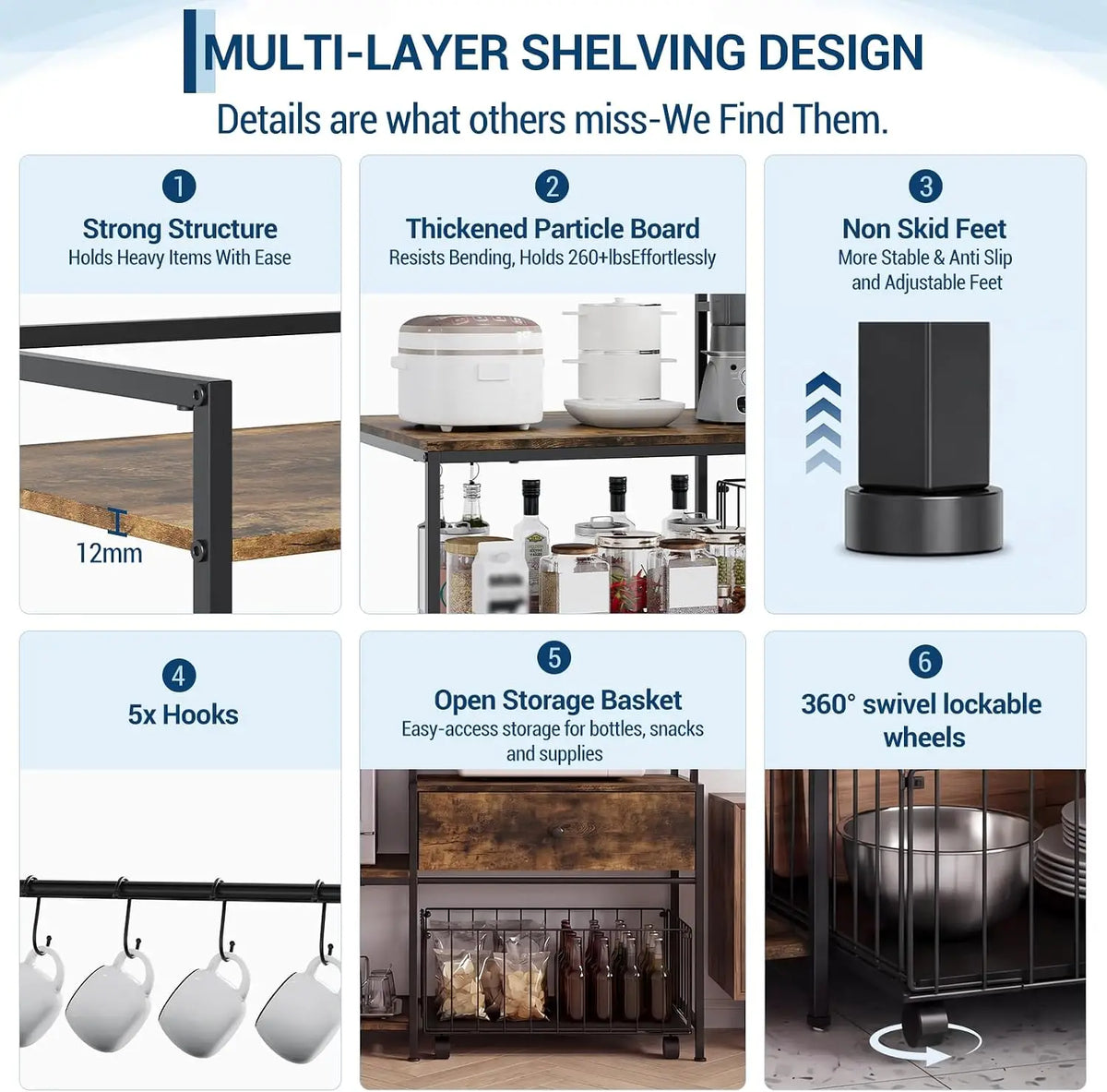 Garvee Premium Mini Fridge Stand With Metal Storage Drawers