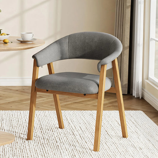 HiMISS Modern Linen Upholstered Barrel Dining Chairs With Arms