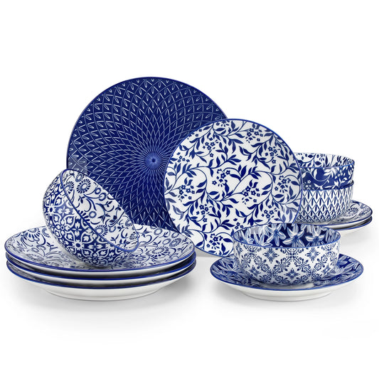 Malacasa Classic Floral Ceramic Dinner Plate Tableware Set