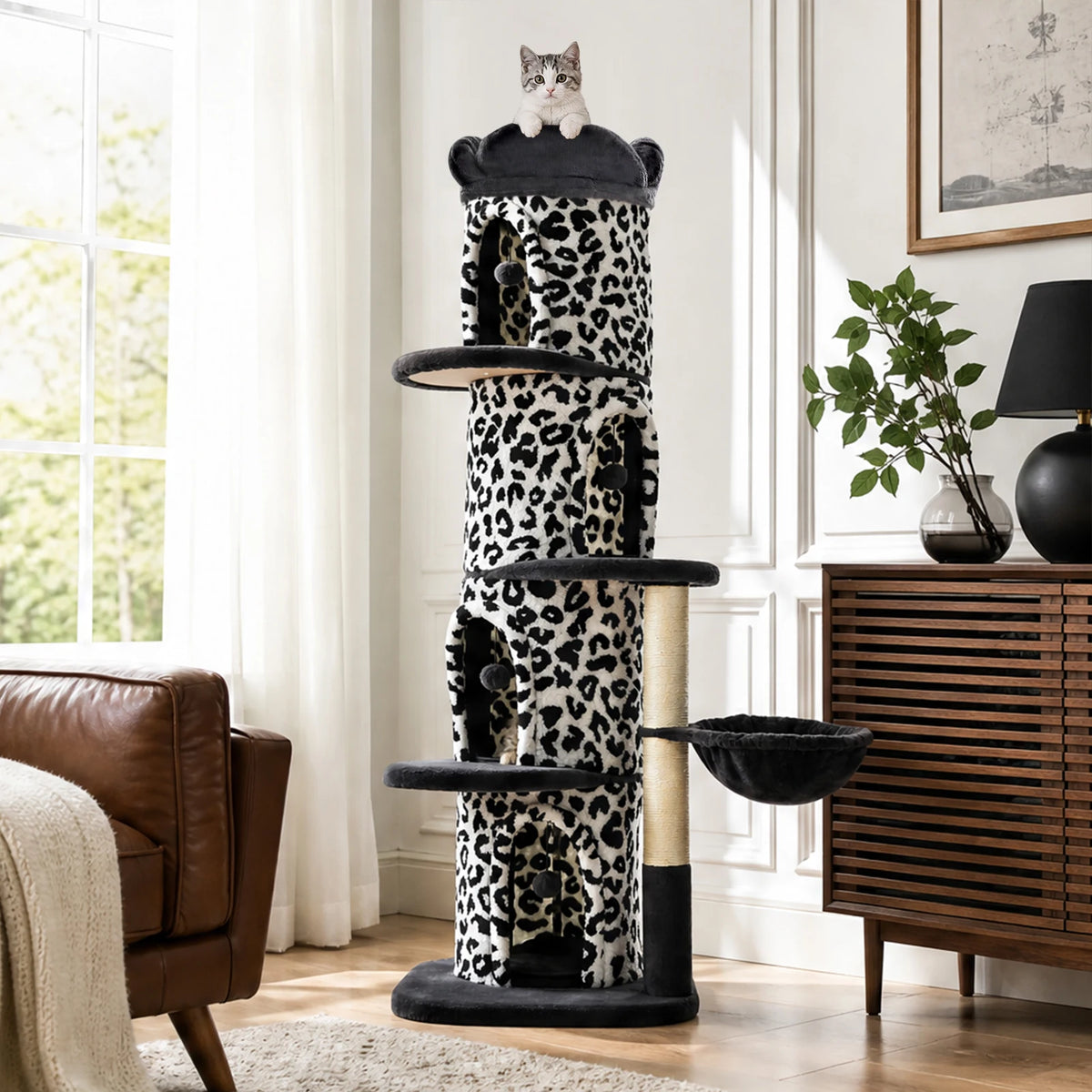 P Indoor Cat Tower With Spacious Condos And Scratching Posts