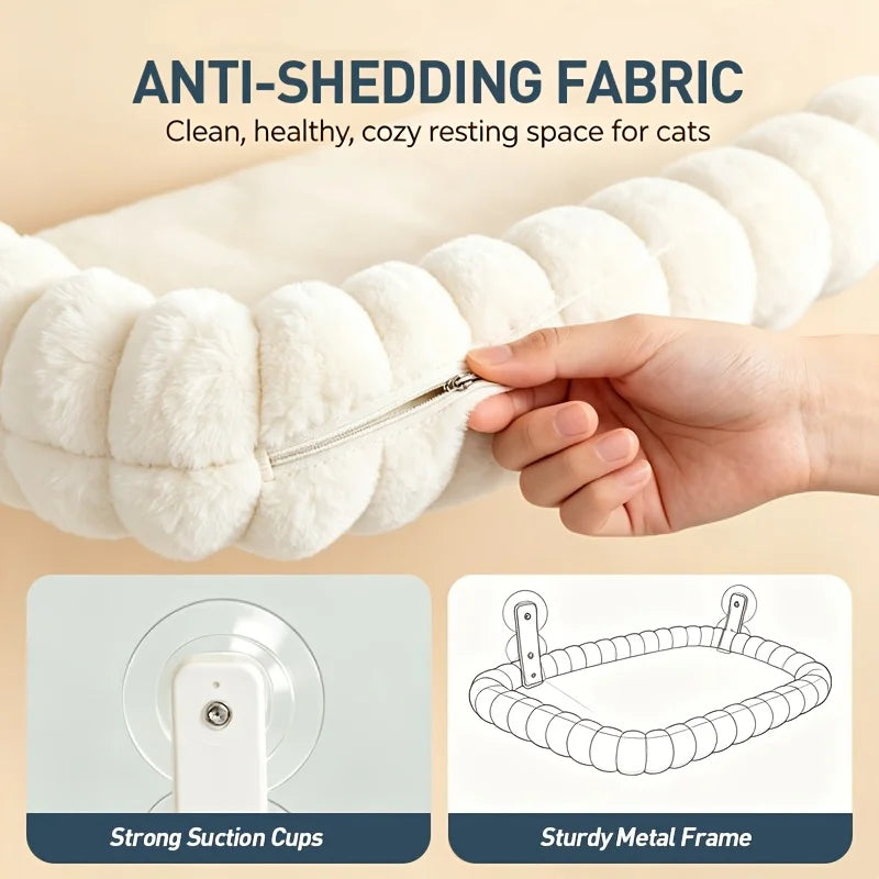 Petfeet Suction Cup Window Cat Bed Foldable Metal Frame Perch
