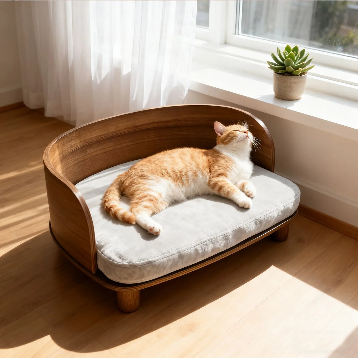 Borwart Elevated Wood Pet Sofa With Cushion For Pets
