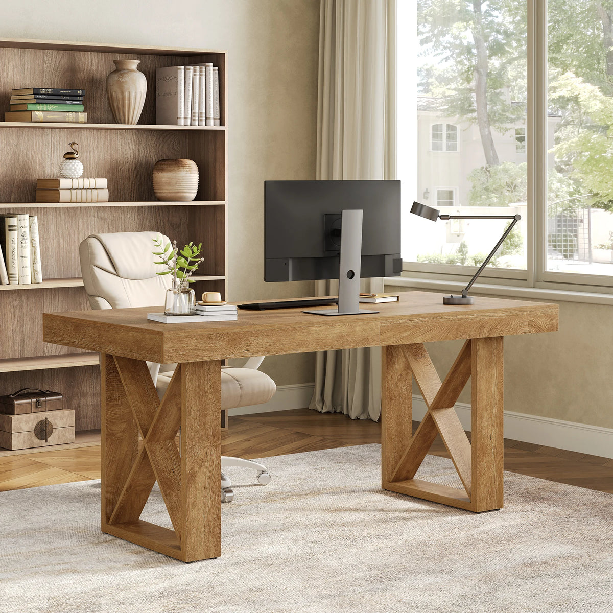 Tribesigns Farmhouse Wooden Rectangular Dining Table