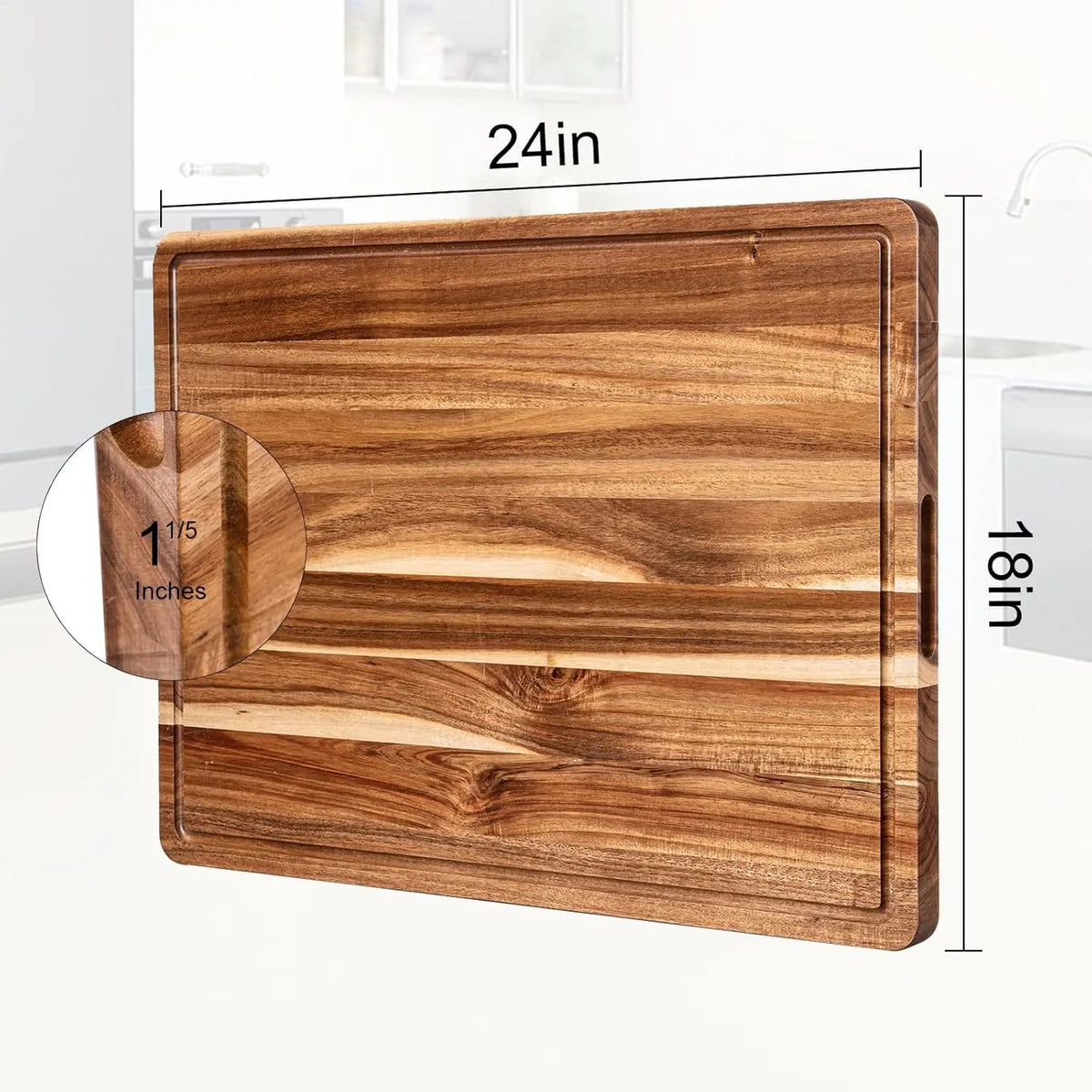 Twister.CK Extra Large Wood Cutting Board With Handle And Juice Groove