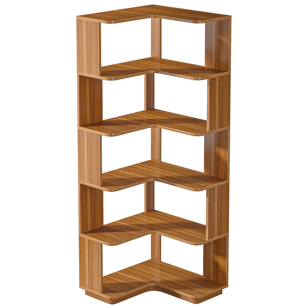 Tribesigns Six Tier Industrial Corner Bookcase With Protective Backing