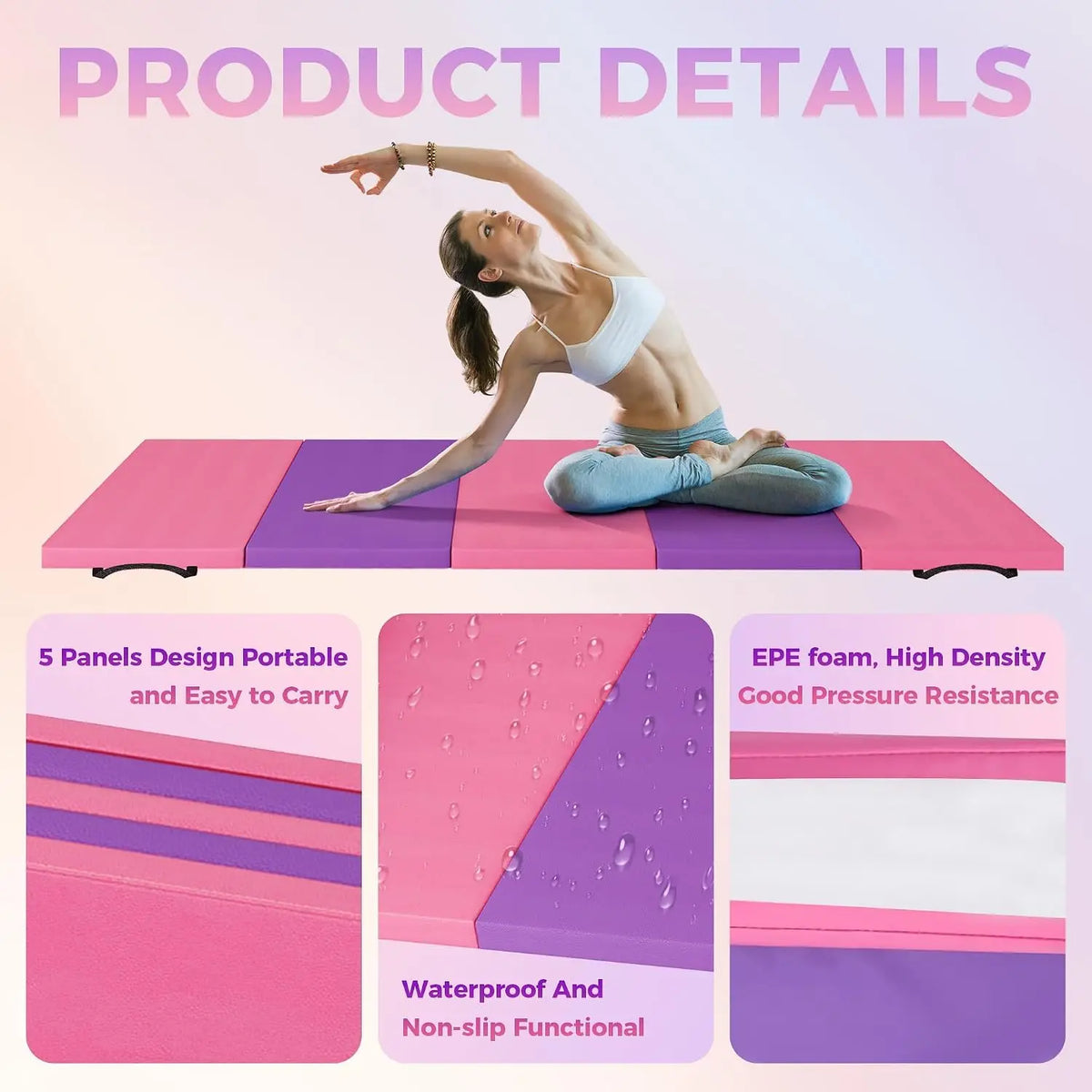 Premium Foldable Gymnastics Yoga Exercise Mat With Cushioned Surface