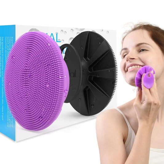 Gentle Silicone Face Scrubber 2 Pack Exfoliating Cleansing Brush