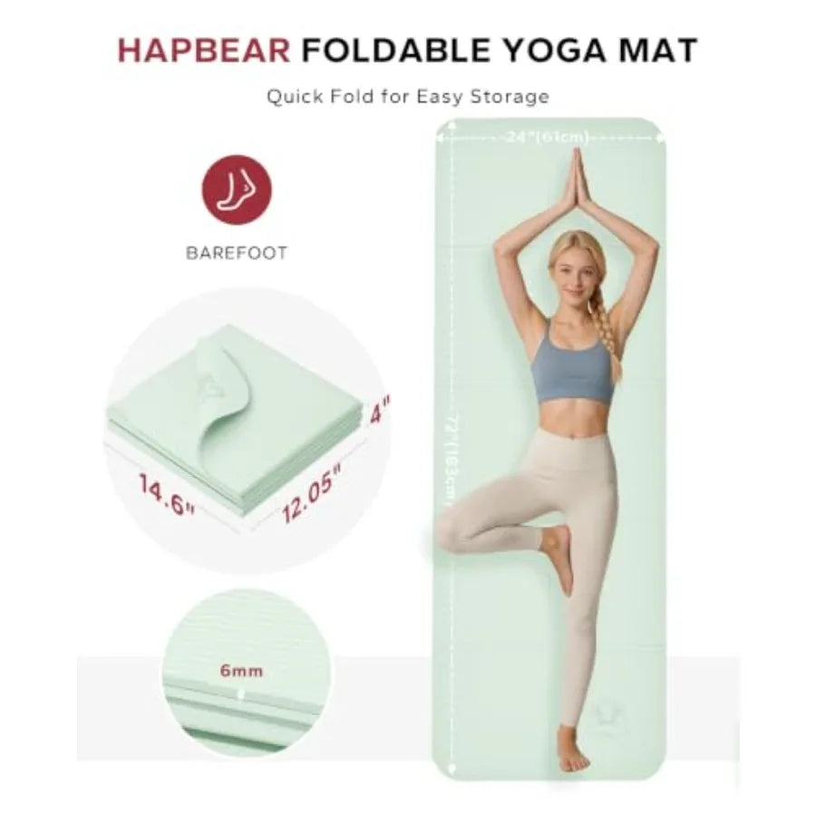 Foldable Yoga Mat Non Slip TPE For Home Workouts Travel