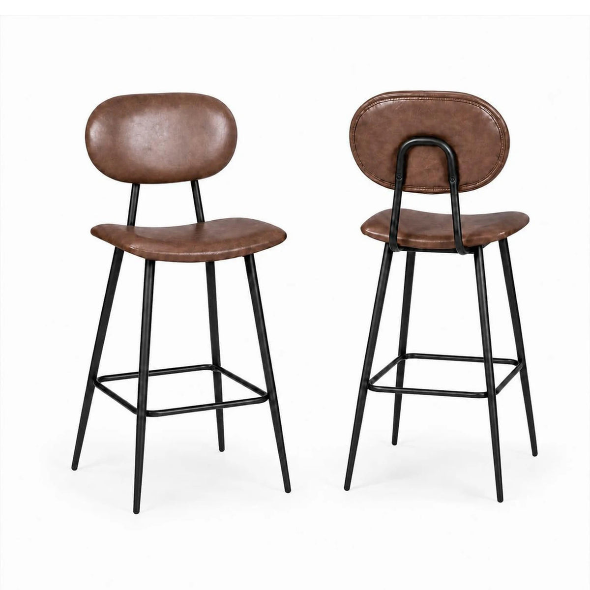 HobbyLane Bar Stools Set of 2 Faux Leather High Back