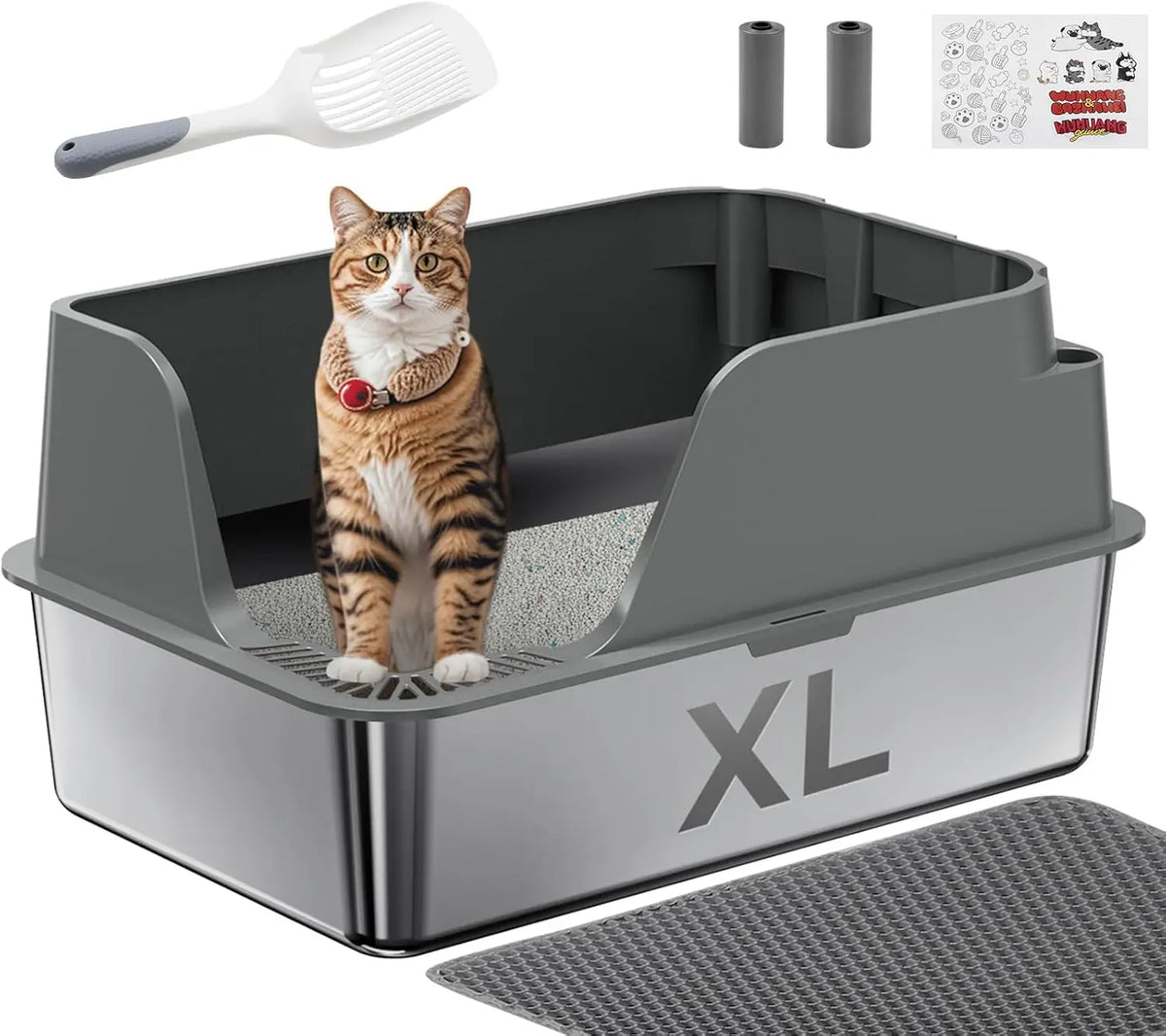 Stainless Steel Cat Litter Box With Splash-Proof Leak-Proof Design