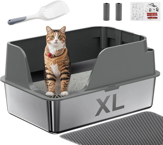 Stainless Steel Cat Litter Box With Splash-Proof Leak-Proof Design