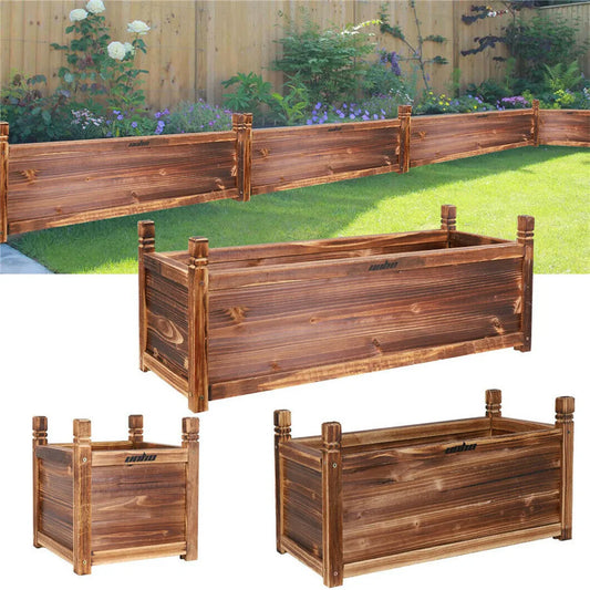 Wooden Raised Flower Bed Planter Box For Indoor Outdoor Garden