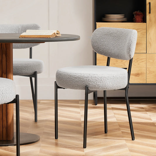 JHK Ergonomic Round Dining Chairs With Curved Backrest Metal Legs